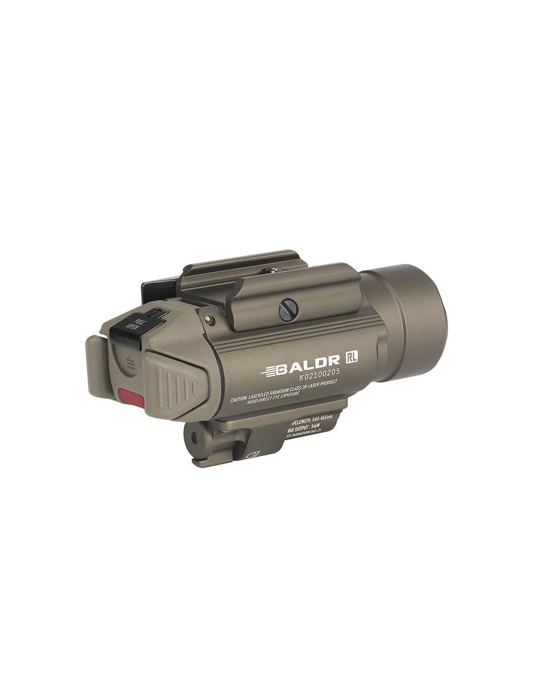Linterna para arma con puntero rojo Baldr RL 1.120 lum. Olight | Color Desert