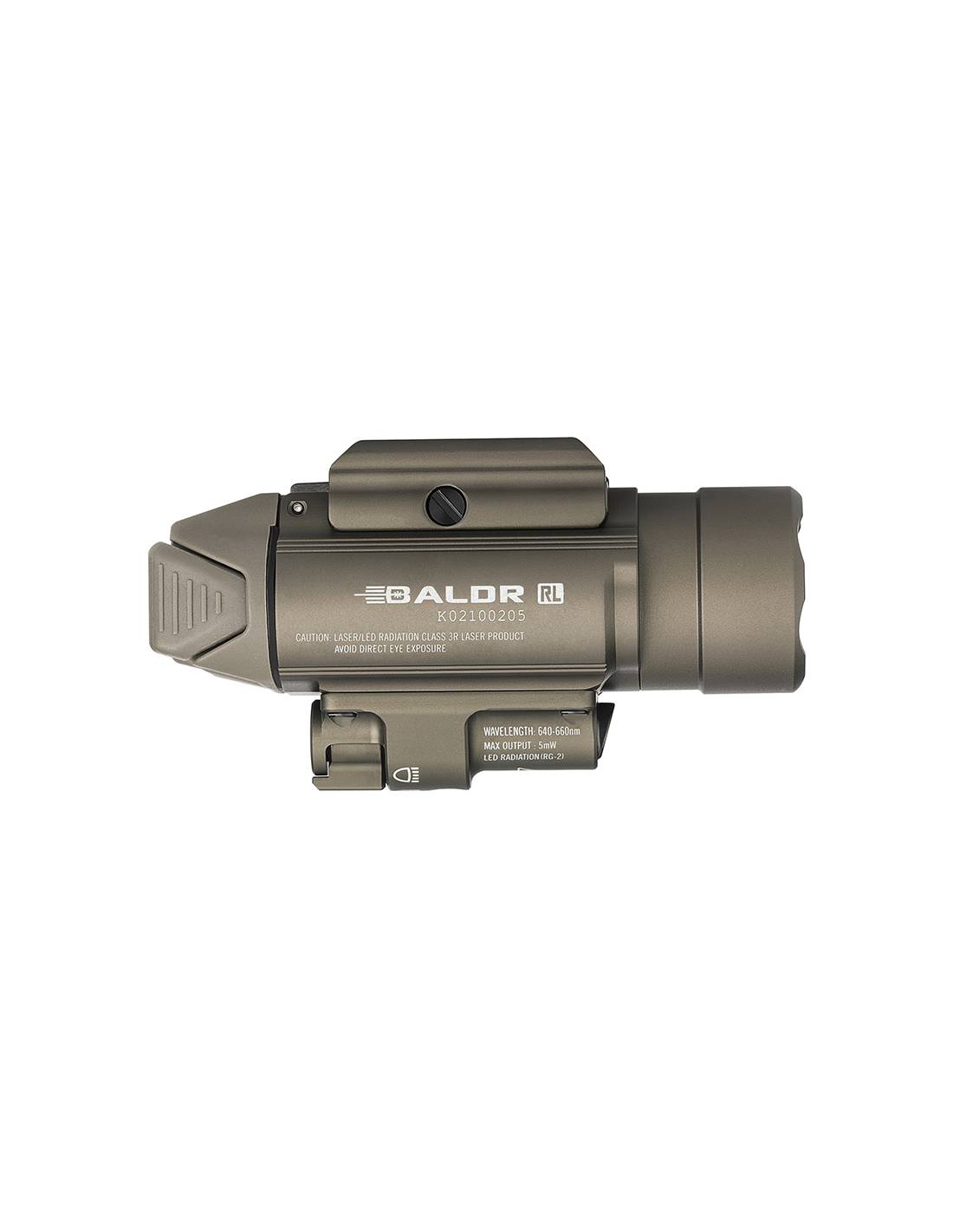 Linterna para arma con puntero rojo Baldr RL 1.120 lum. Olight | Color Desert