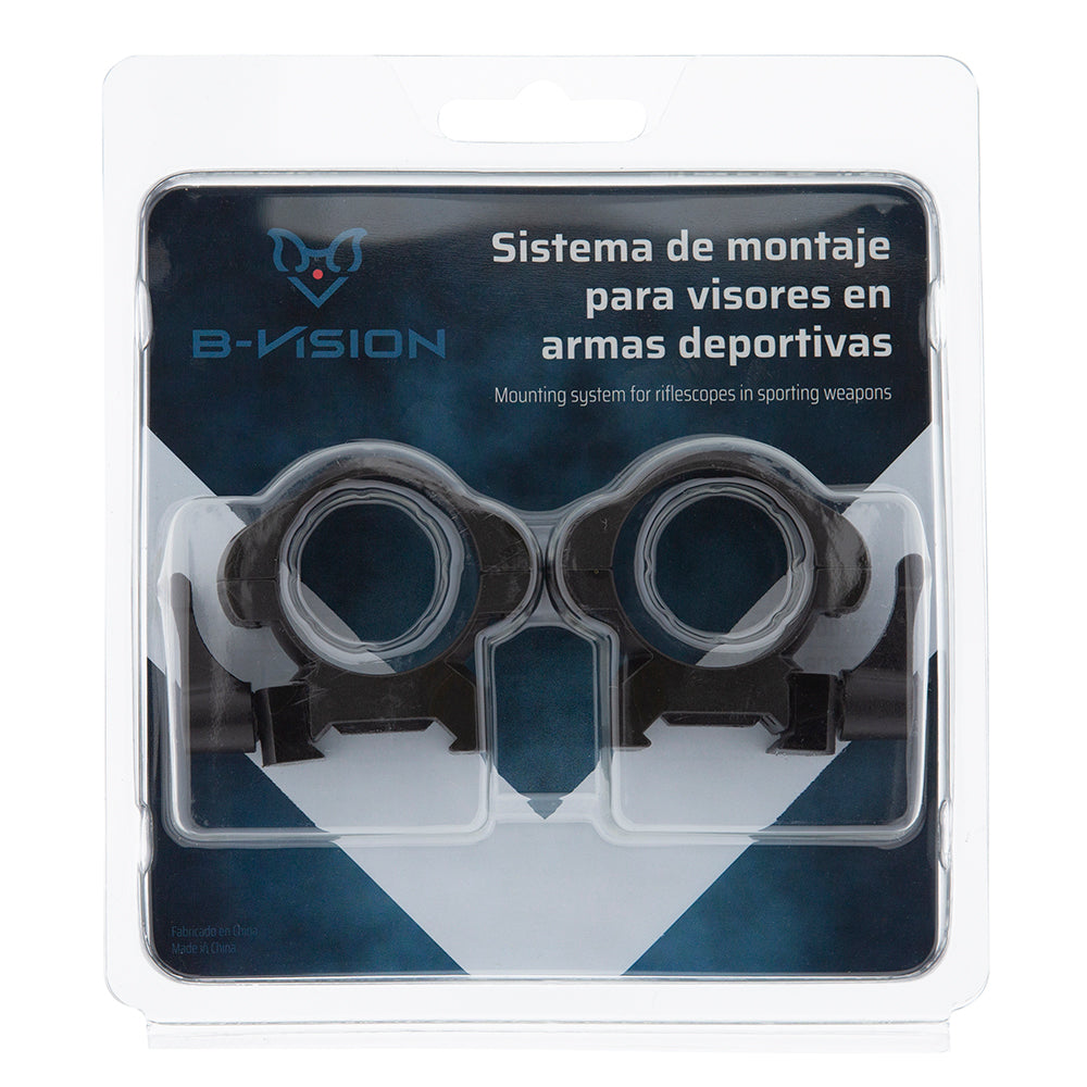 Anillas desmontables de acero 4 tornillos 30mm Weaver y Picatinny B-Vision