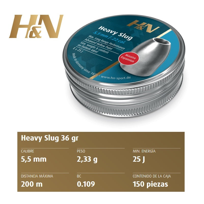 Balines H&N Slug HP HEAVY cal. 5'51 mm /.217