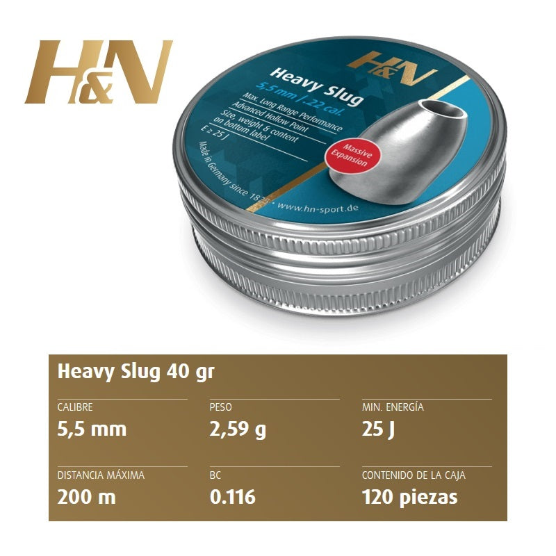 Balines H&N Slug HP HEAVY cal. 5'53 mm /.218