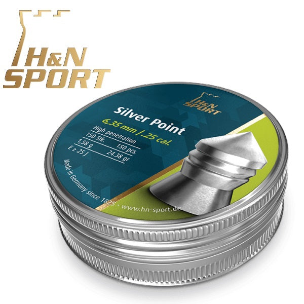 Balines H&N Silver Point cal. 6,35 mm. Lata de 150 uds. de 1,58 g.