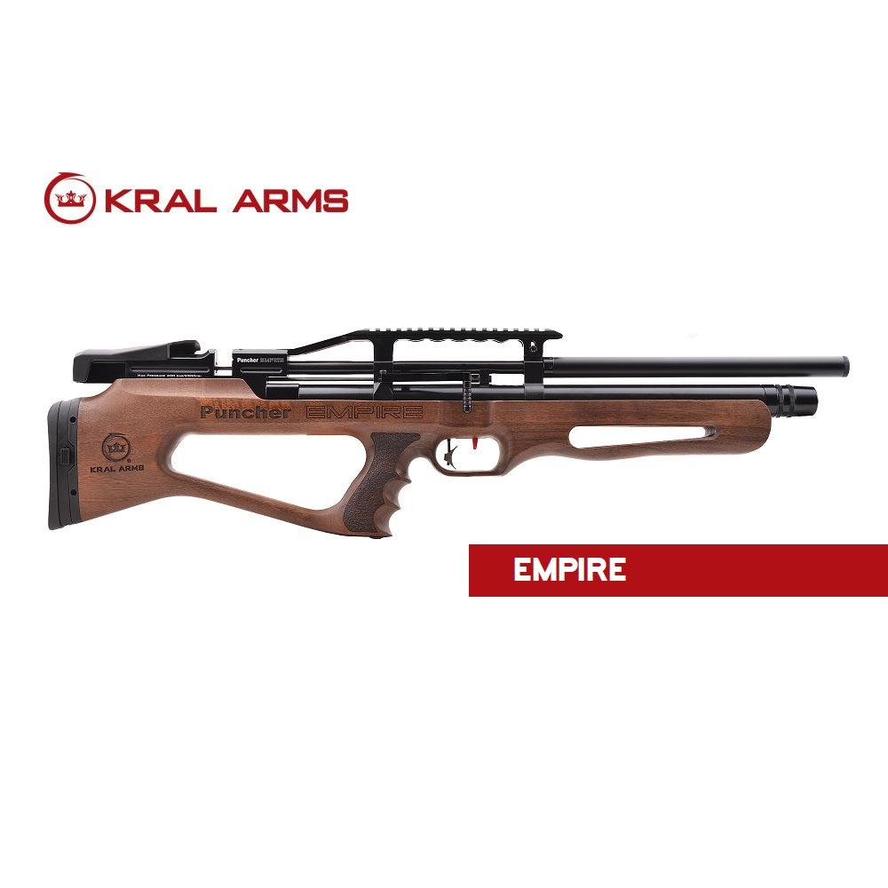 Carabina PCP KRAL Puncher Empire madera cal. 5,50 mm - 24 Julios con supresor de sonido.