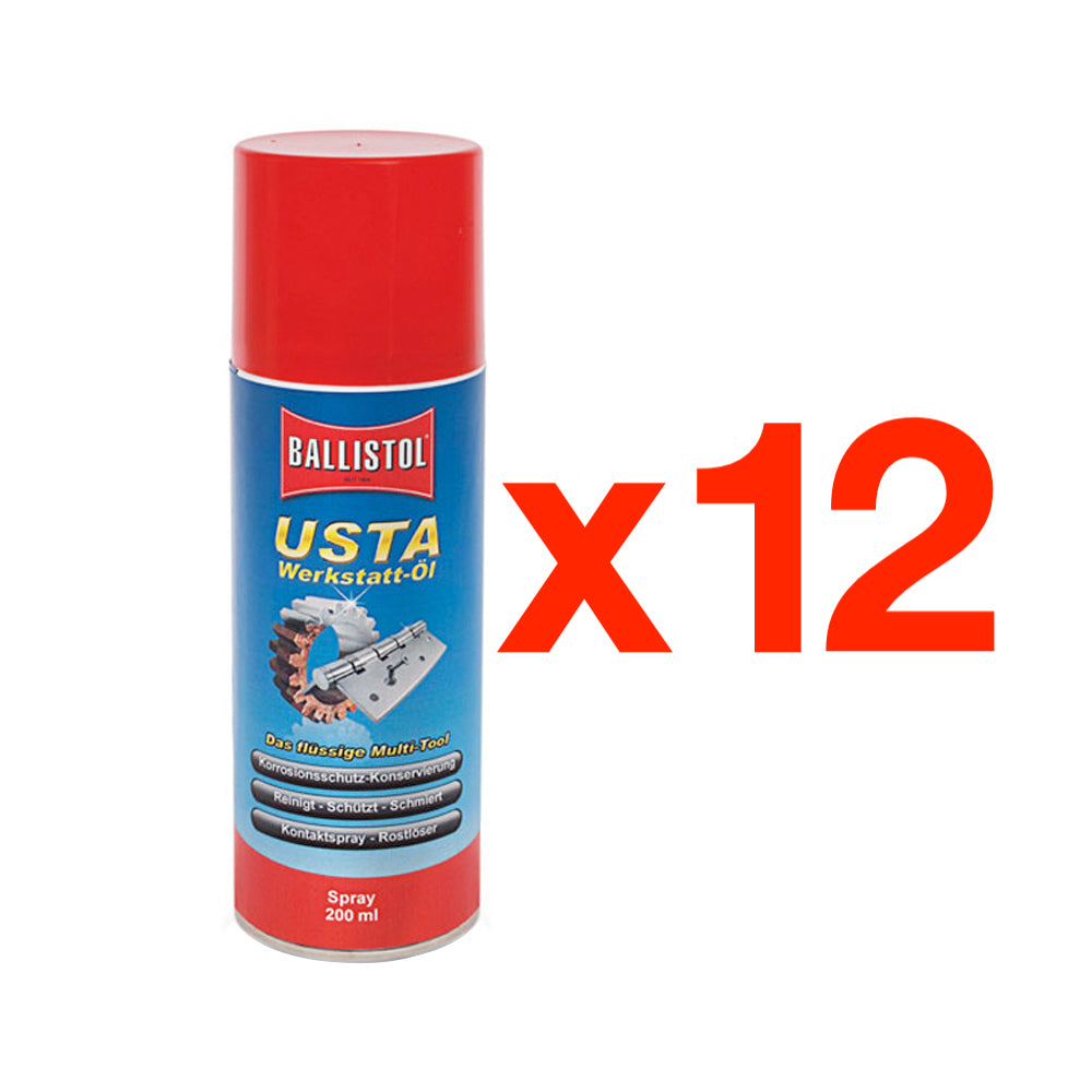 Aceite Usta Spray 200 ml de Ballistol en caja de 12 uds.