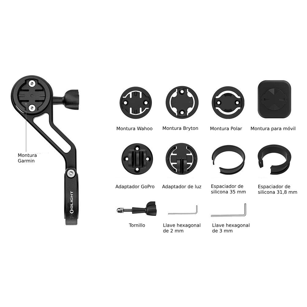 Soporte de vástago TTA para GPS y luz delantera de bicicleta Olight