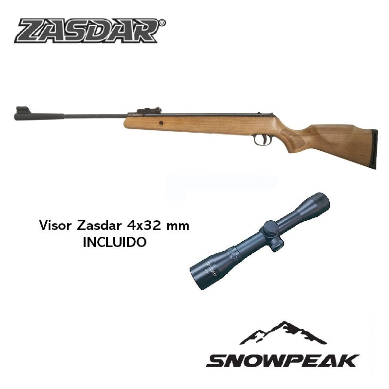 Carabina aire comprimido Snowpeak - Zasdar GR1250W Madera Gas Piston. 5,5 mm con visor 3-9x40 mm.