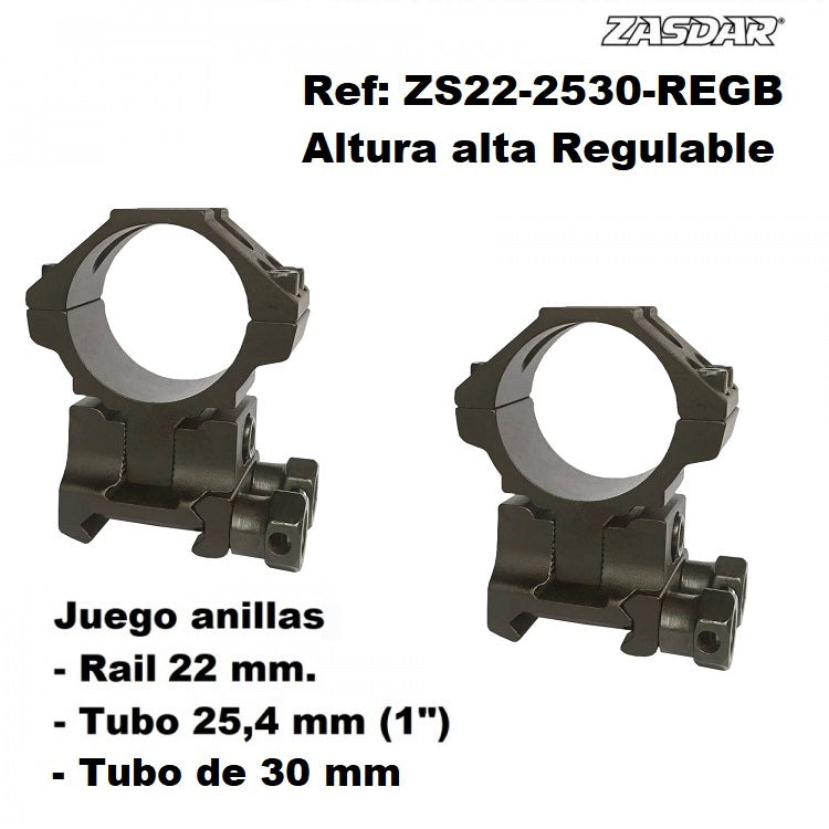 Monturas Zasdar Altura Alta Ø25 mm - Ø30 mm / rail 21 mm (Weaver o Picatiny)