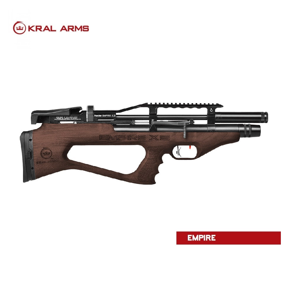 Carabina PCP KRAL Puncher Empire XS madera cal. 5,50 mm - 24 Julios con supresor de sonido.
