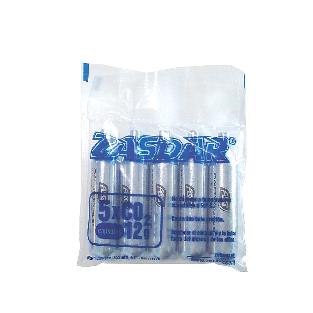 Capsulas Co2 12g ZASDAR Pure Natural Co2  E.U. Bolsa 5 Uds
